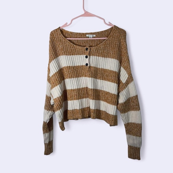 American Eagle Striped Henley Sweater - Picture 2 of 5